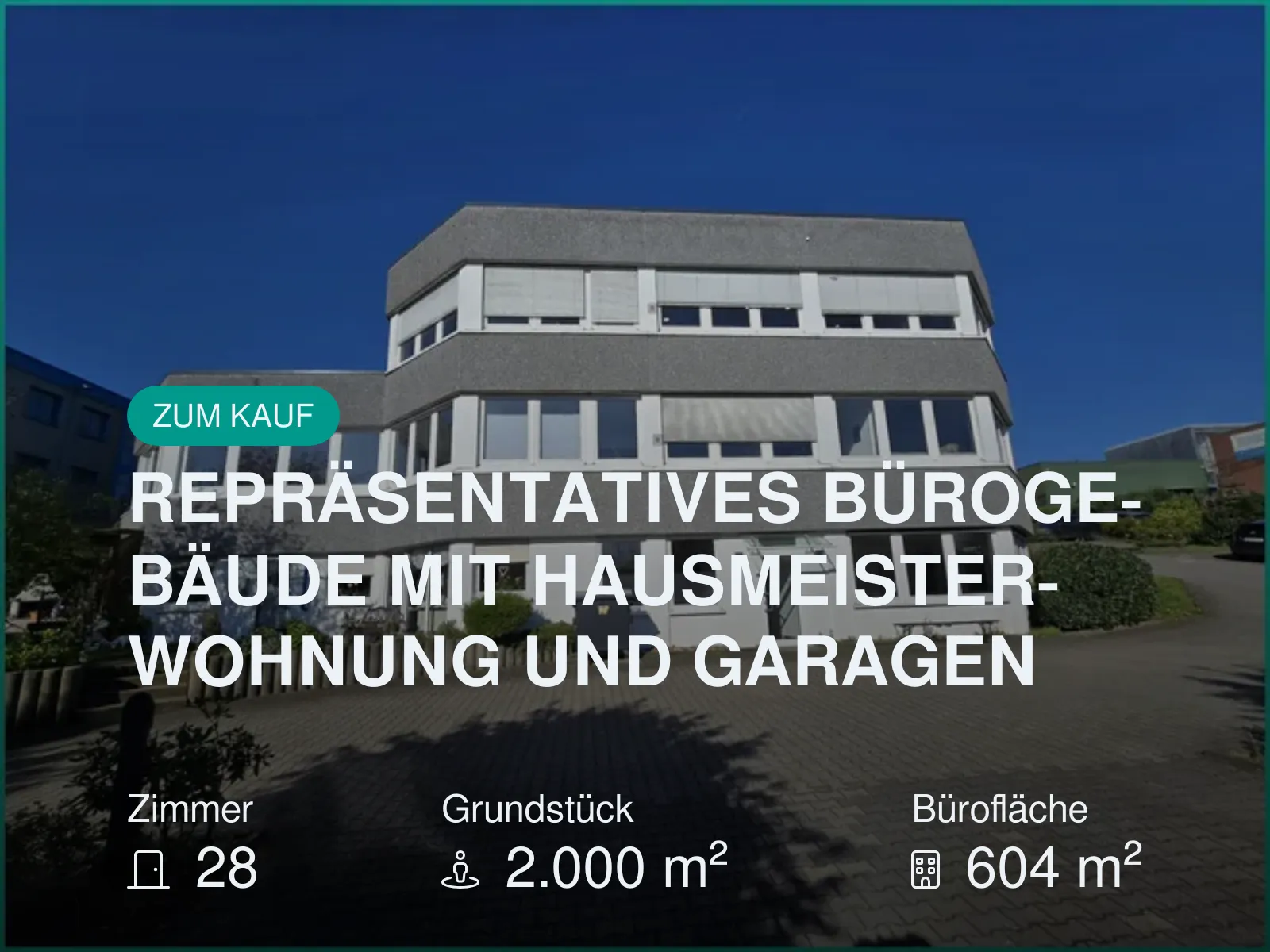 Neu im Angebot: REPRÄSENTATIVES BÜROGEBÄUDE MIT HAUSMEISTERWOHNUNG UND GARAGEN